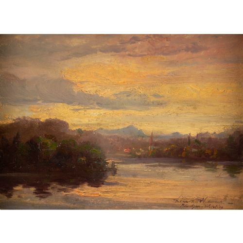 fig 1. Herman Maurer, Wesslinger Lake - Vintage Oil Painting