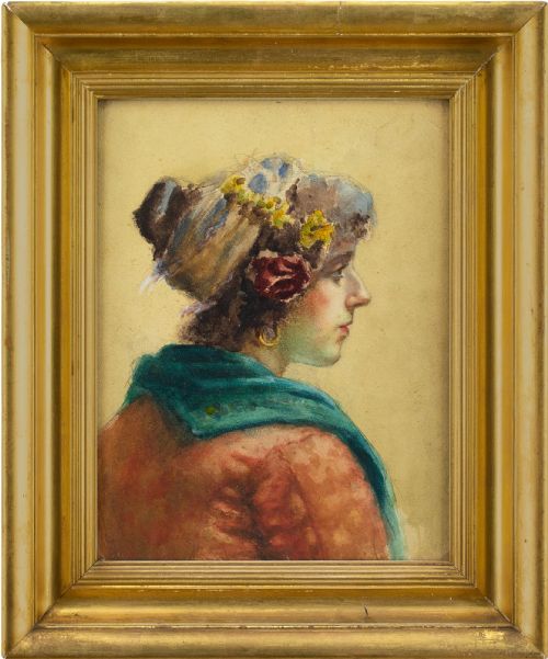 Early 20th-century Continental Portrait of a Romani - Antique Watercolour