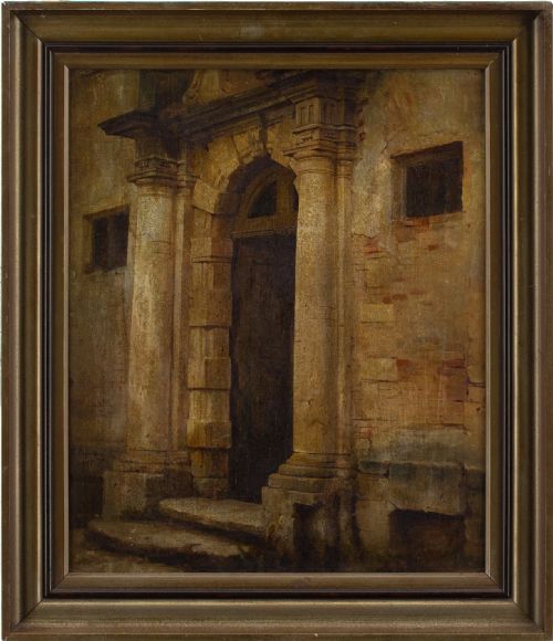 Robert Julius Beyschlag, Study of Classical Architecture - Antique Oil Painting