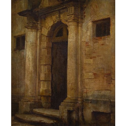 fig 1. Robert Julius Beyschlag, Study Of Classical Architecture - Antique Oil Painting 