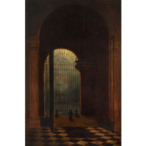 fig 1. George Peploe Brown, A Chapel In Toledo Cathedral - Antique Oil Painting