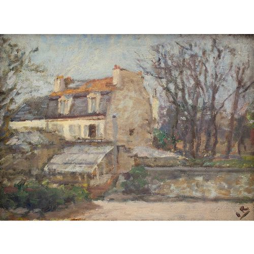 fig 1. Ingrid Rydbeck-Zuhr, Rural Scene With Cottage - Vintage Oil Painting