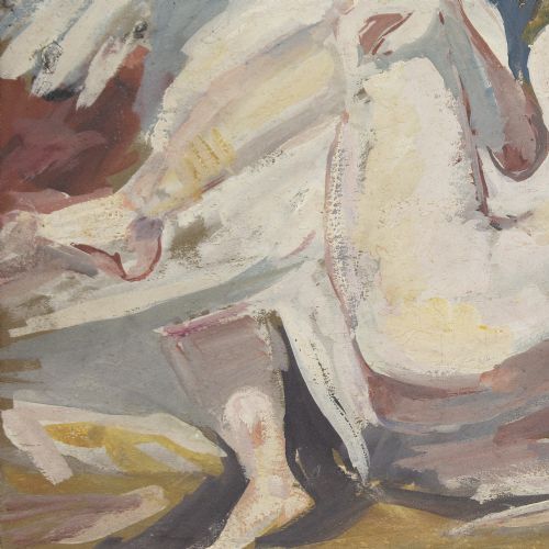 fig 2. 20th-Century Spanish School, After Michelangelo, Leda & The Swan - Vintage Oil Painting