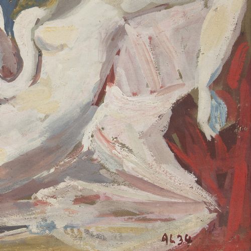 fig 3. 20th-Century Spanish School, After Michelangelo, Leda & The Swan - Vintage Oil Painting
