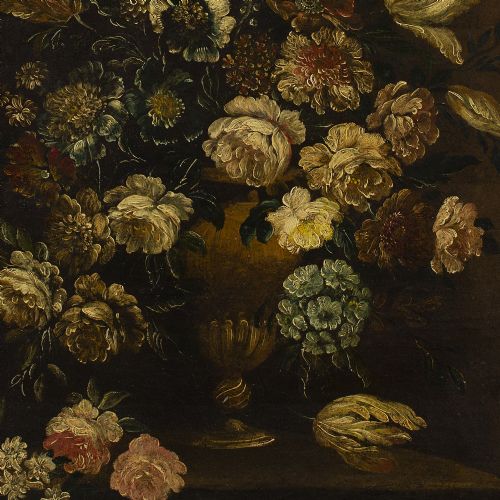 fig 1. Early 18th-Century Continental School Still Life With Flowers - Antique Oil Painting