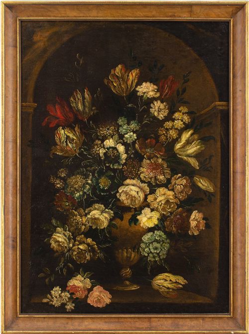 Early 18th-century Continental School Still Life with Flowers - Antique Oil Painting