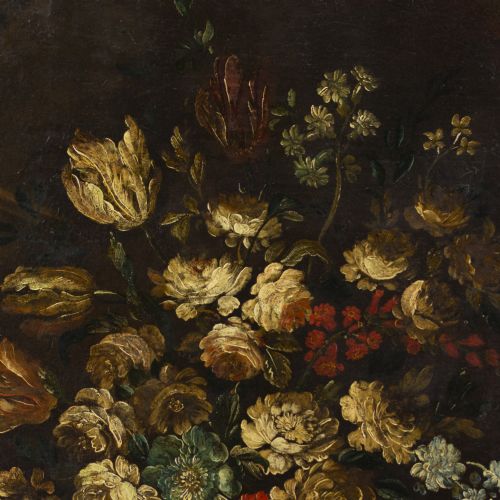 fig 1. Early 18th-Century Continental School Still Life With Flowers - Antique Oil Painting
