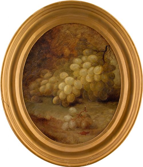 David Brownsworth, Still Life with Grapes - Antique Oil Painting