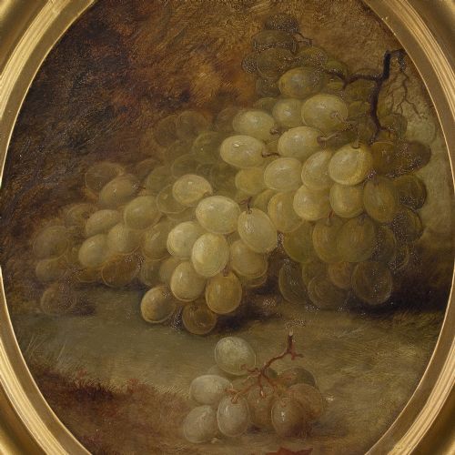 fig 1. David Brownsworth, Still Life With Grapes - Antique Oil Painting