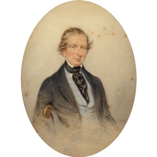 fig 1. Johann Paul Georg Fischer, Pair Of Mid-19th-Century Portraits - Antique Watercolour