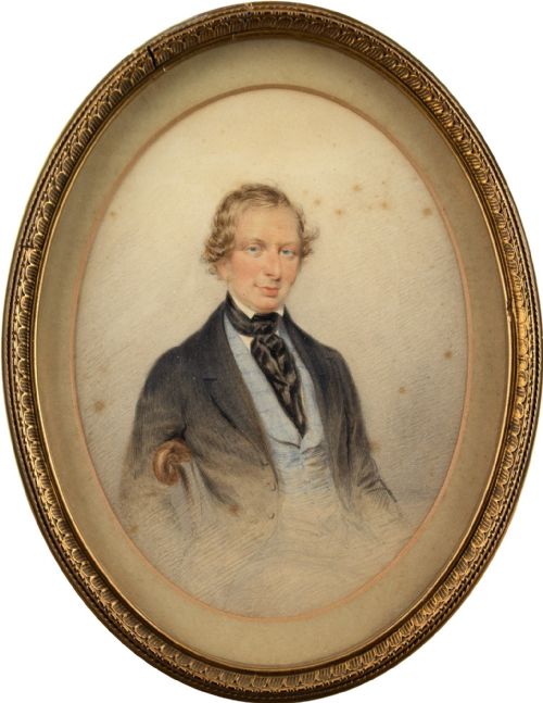 Johann Paul Georg Fischer, Pair of Mid-19th-century Portraits - Antique Watercolour