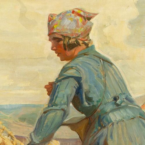 fig 2. Carl Forup, The Haymakers - Large Vintage Oil painting