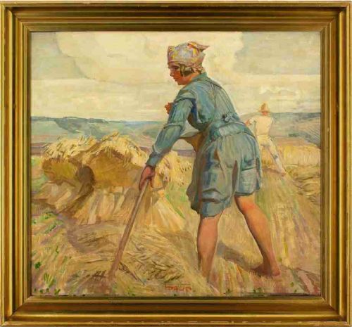 Carl Forup, The Haymakers - Large Vintage Oil painting 