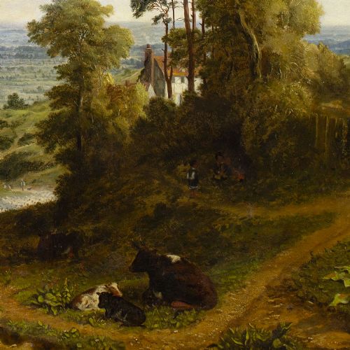 fig 4. George William Mote, View Of Enfield Town - Antique Oil Painting 