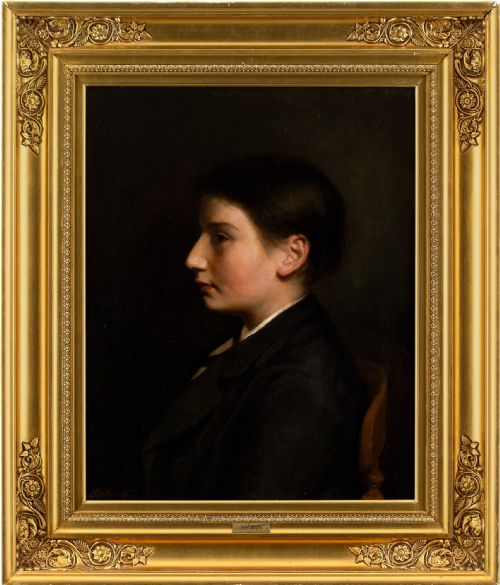 Joel Ballin, Portrait of a Boy - Antique Oil Painting