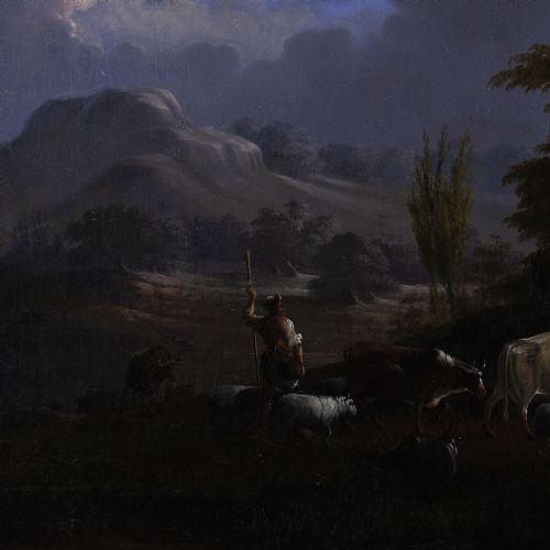 fig 3. 19th-Century Dutch School Pastoral Landscape With Cattle - Antique Oil Painting