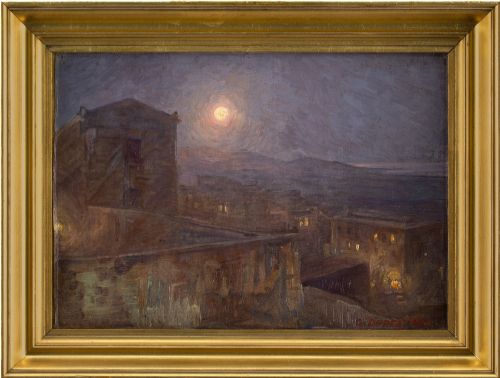 Carl Budtz-møller, Evening in Agrigento, Sicily - Vintage Oil Painting
