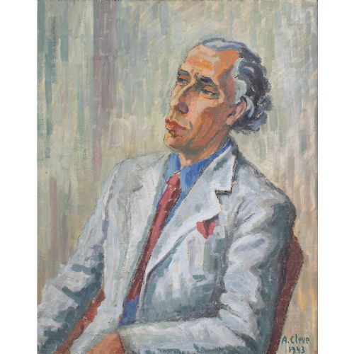 fig 1. Agnes Cleve, Portrait Of Jan Bolinder - Vintage Oil Painting