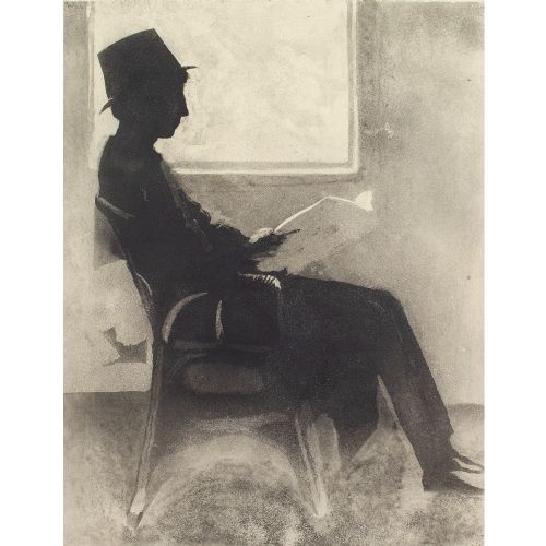 fig 1. Louis Bastin, Man Reading By A Window - Large Etching