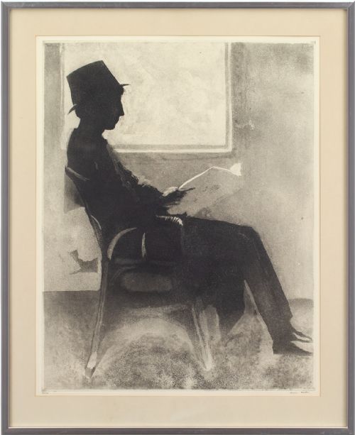 Louis Bastin, Man Reading by a Window - Large Etching