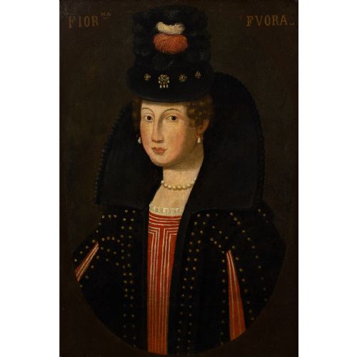 fig 1. 17th-Century Italian School, Portrait Of A Lady - Antique Oil Painting 