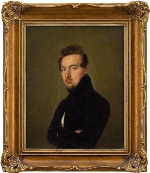 19th-century German School, Portrait of a Gentleman - Antique Oil Painting