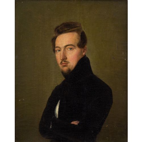 fig 1. 19th-Century German School, Portrait Of A Gentleman - Antique Oil Painting 