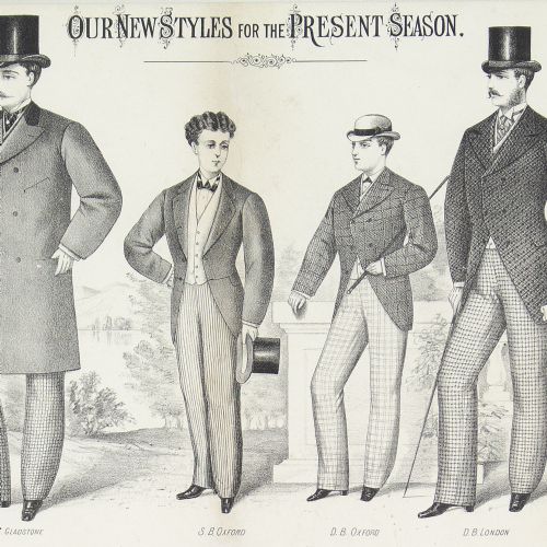 fig 1. 19th-Century Fashion Advertising, Our Styles For The Present Season - Antique Lithograph