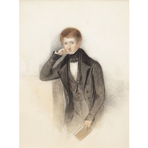 fig 1. William Moore, Portrait Of A Boy - Antique Watercolour