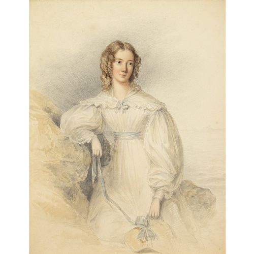 fig 1. William Moore, Portrait Of A Lady - Antique Watercolour