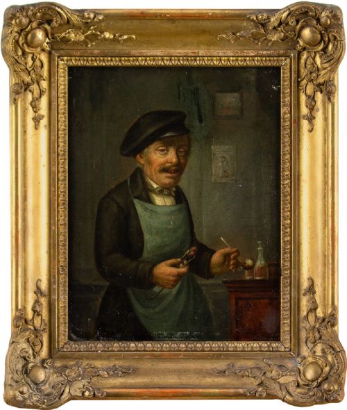 19th-century French School, Portrait of a Man with a Pulled Tooth - Antique Oil Painting