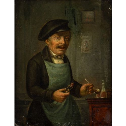 fig 1. 19th-Century French School, Portrait Of A Man With A Pulled Tooth - Antique Oil Painting
