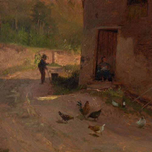 fig 3. Frederik Rohde, Rural Scene With Chickens, 19th Century Landscape Painting