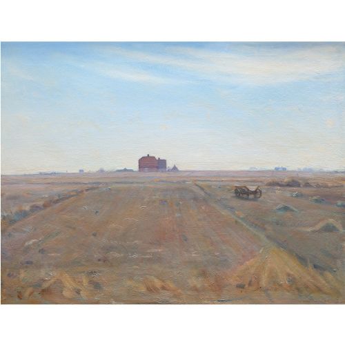 fig 1. Peter Marius Sand Holm, Spring Landscape With Farmhouse - Antique Oil Painting