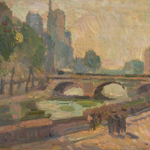 fig 1. Jean Colin, La Seine A Paris - Vintage Oil Painting