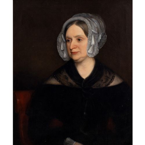 fig 1. Mid-19th-Century English School Portrait Of A Lady - Antique Oil Painting 