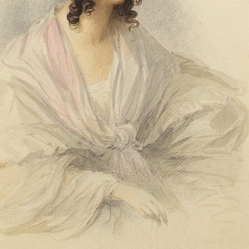 fig 1. William Moore, Portrait Of A Lady - Antique Watercolour