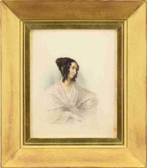 William Moore, Portrait Of A Lady - Antique Watercolour