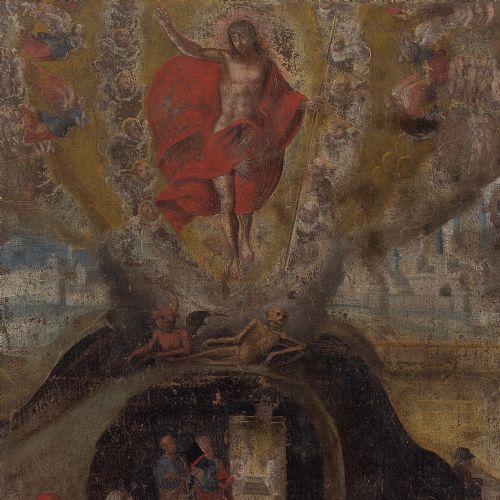 fig 4. Early 18th-Century Cusco School, La Resurrección - Antique Oil Painting 