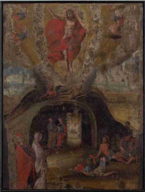 Early 18th-century Cusco School, La Resurrección - Antique Oil Painting