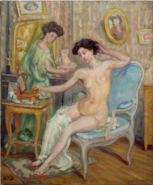 Hubert Heissat, Boudoir - Antique Oil Painting