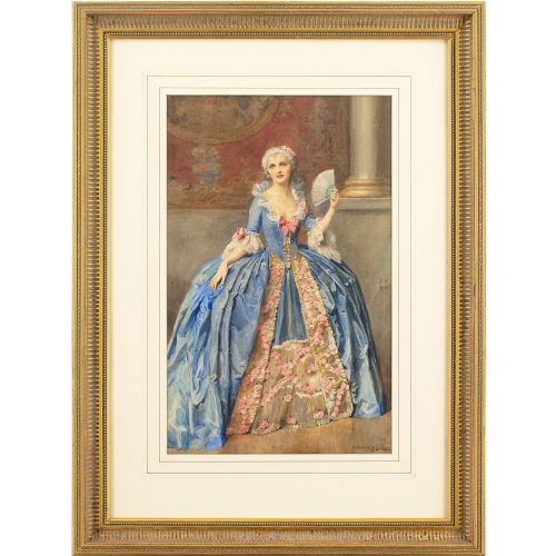 Albert Henry Collings, Portrait of a Lady in Costume, Antique Watercolour