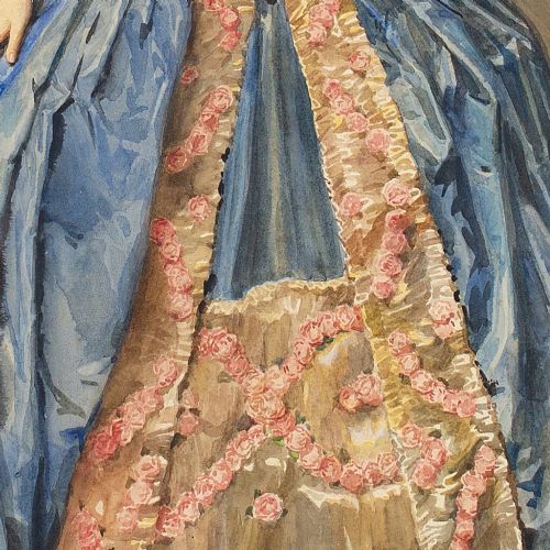 fig 3. Albert Henry Collings, Portrait Of A Lady In Costume, Antique Watercolour