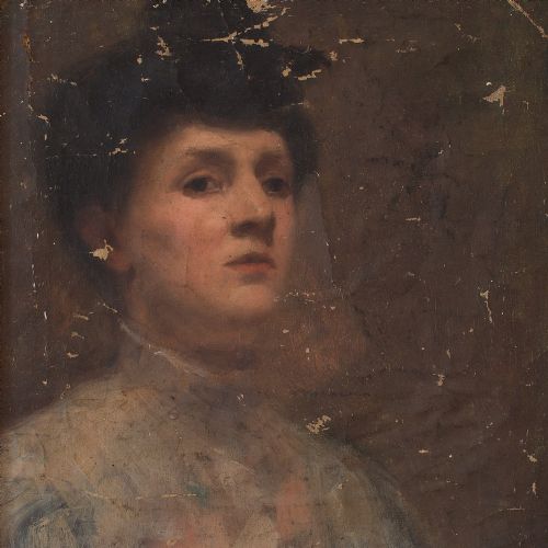 fig 2. Harold Lapham, Worn Portrait Of A Lady, Antique Portrait