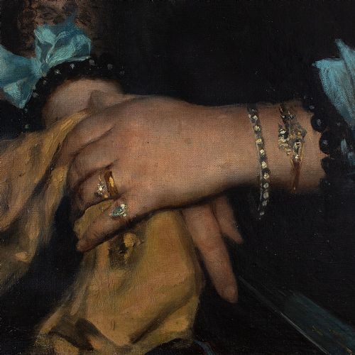fig 2. Edgar Boutry, Portrait Of A Lady With Blue Ribbons, Antique Portrait