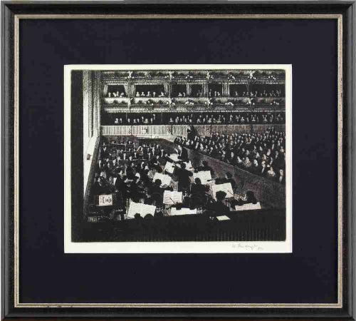 Wilfred Fairclough, Orchestra at the Royal Opera House - Vintage Etching