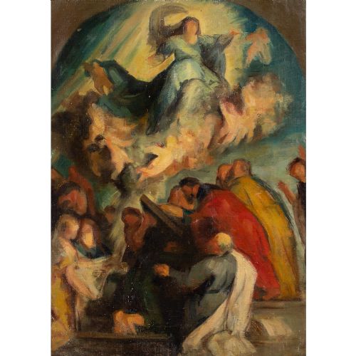 fig 1. After Peter Paul Rubens, The Assumption Of The Virgin - Antique Oil Painting 