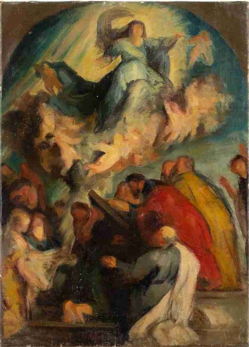 After Peter Paul Rubens, the Assumption of the Virgin - Antique Oil Painting