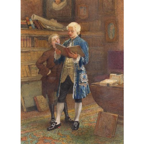 fig 1. Henry Towneley Green, An Interesting Read - Antique Watercolour