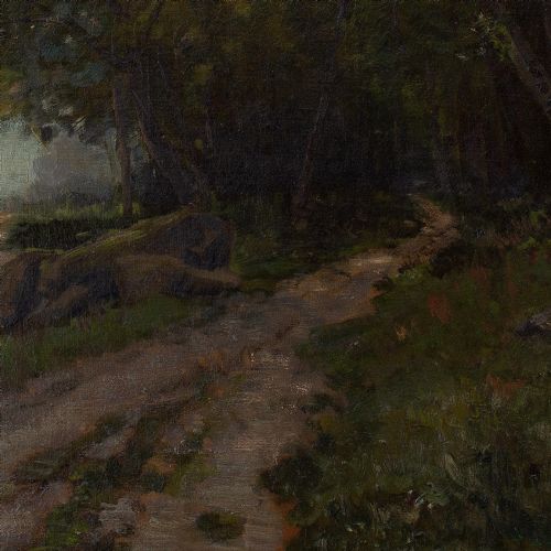 fig 2. Eugène D’Argence, Forest Landscape With River - Antique Oil Painting